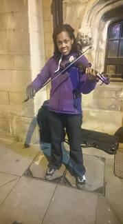 Serena Smith busking in Lincoln
