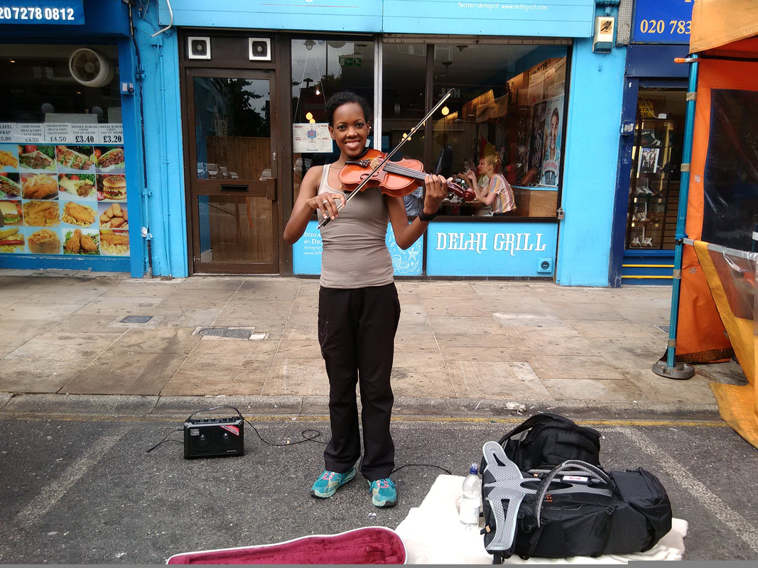 Busker Angel Market London Violin Fiddle