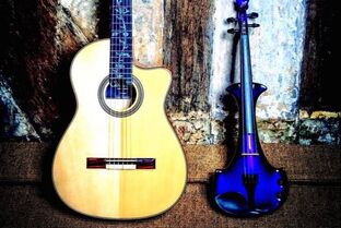 Acoustic guitar and purple violin