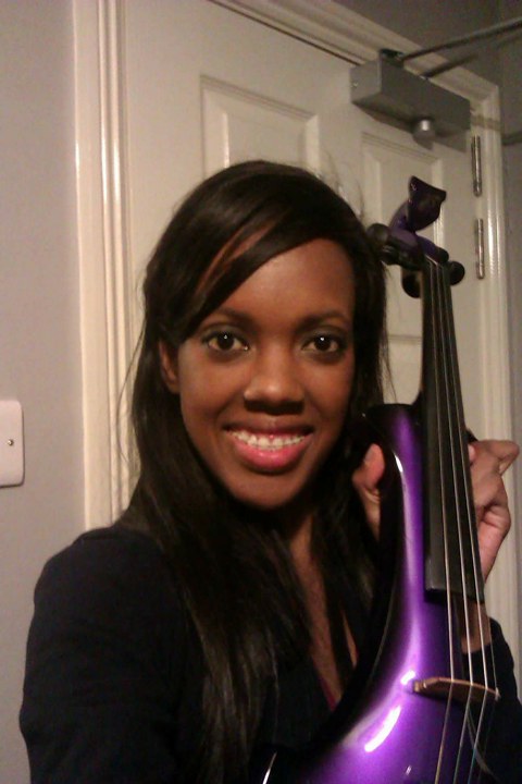 Beautiful violinist purple electric violin Lincoln London